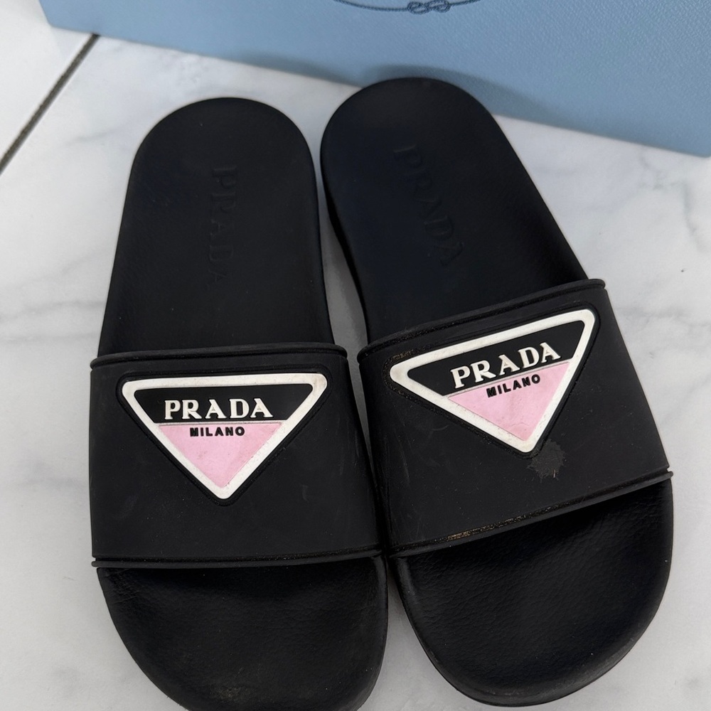 Prada Black Slides with Pink Accents - Picture 3 of 6
